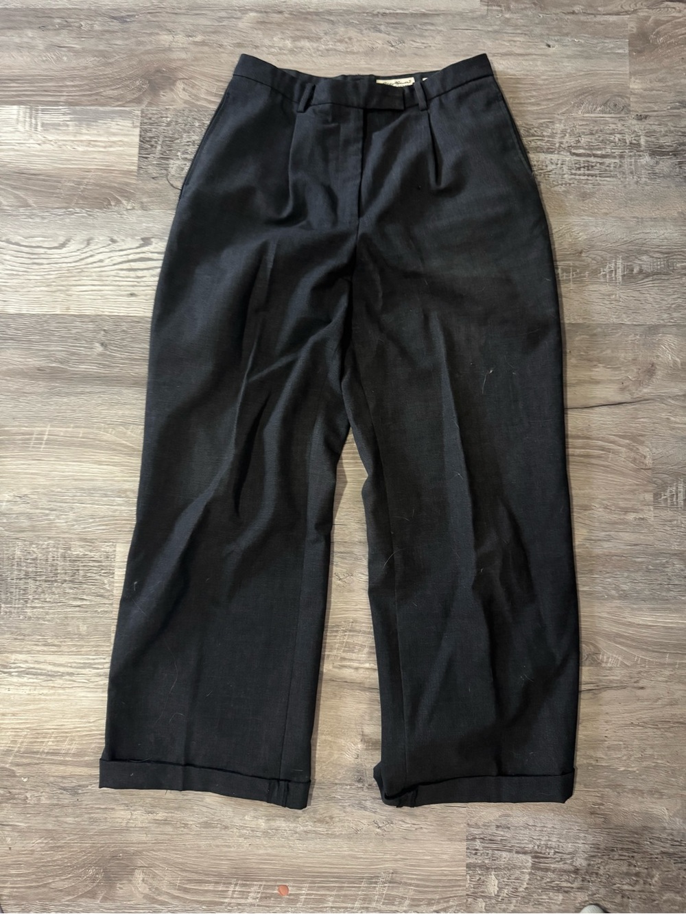 Eddie Bauer Black Pleated Wide-Leg Dress Pants
